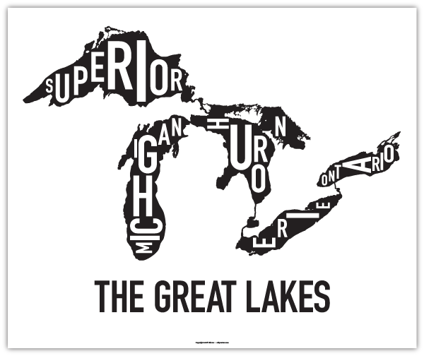 great lakes poster map