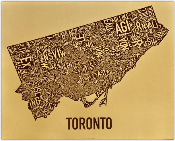 toronto neighbourhood poster map