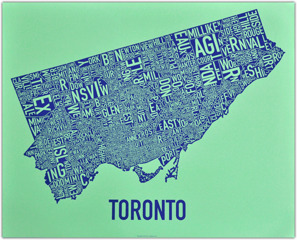 toronto neighbourhood poster map