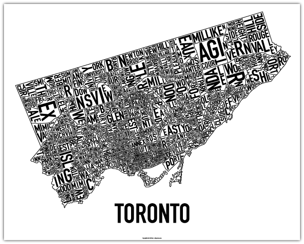 toronto neighbourhood poster map